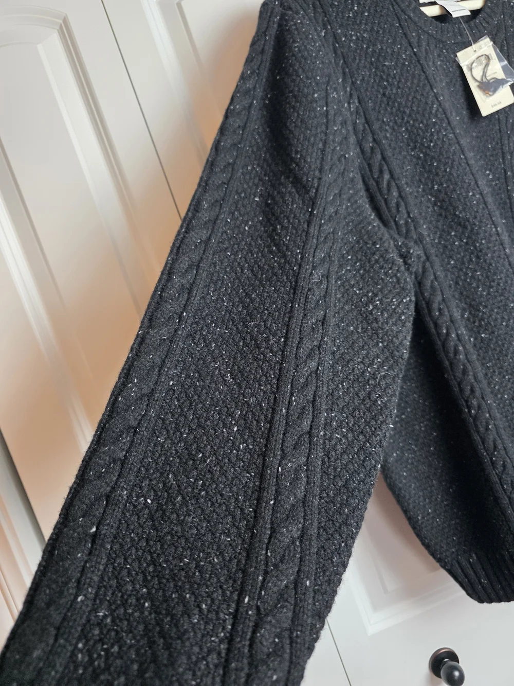 NWT Men's Black Lambswool Cable Knit Sweater – Size XL